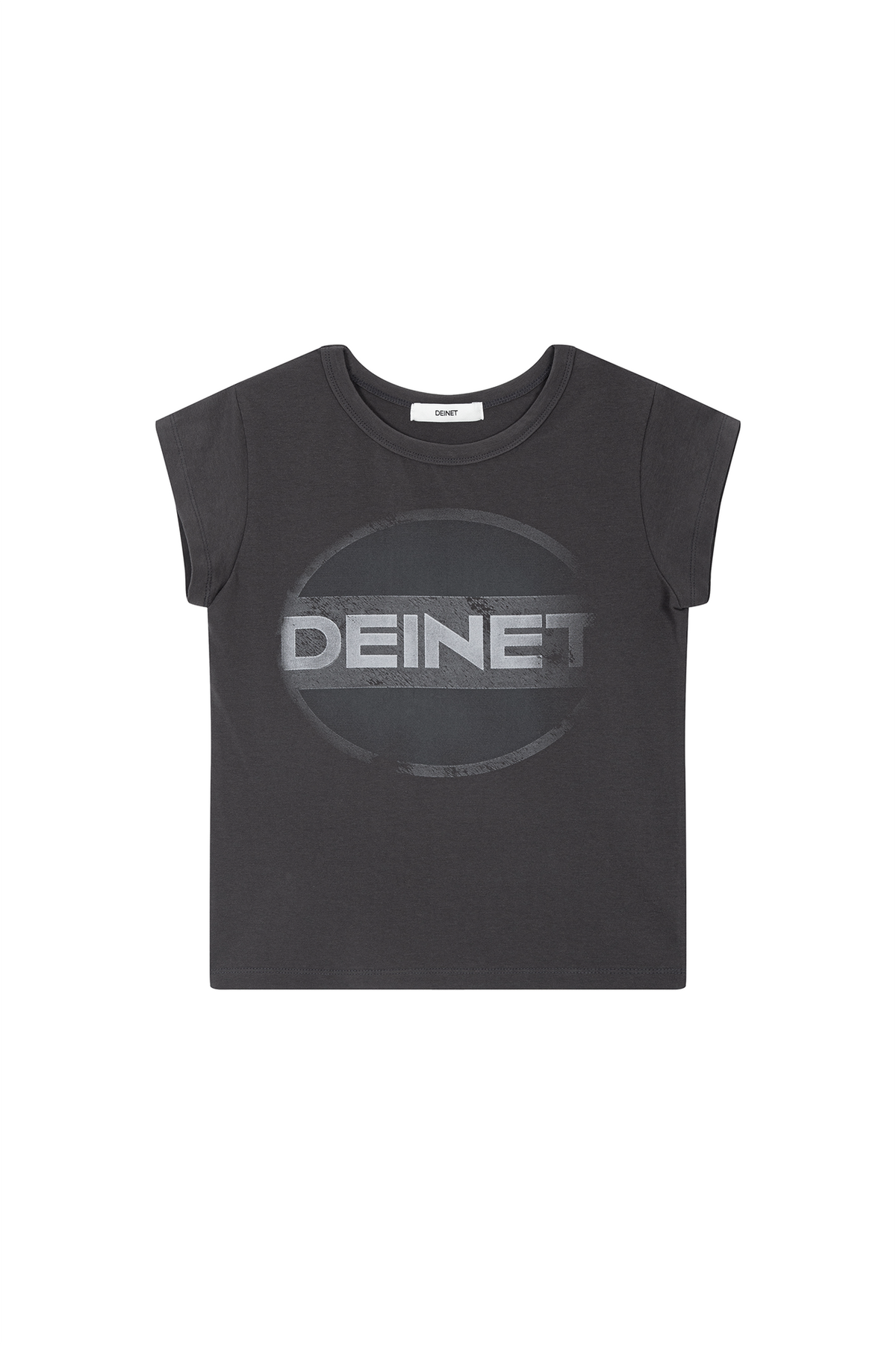 다이닛(DEINET) VINTAGE GRAPHIC CROPPED T-SHIRTS IN CHARCOAL