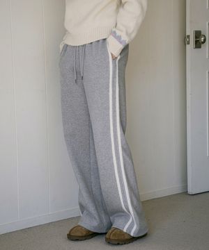 P3220 와이드 트랙 팬츠_Melange gray