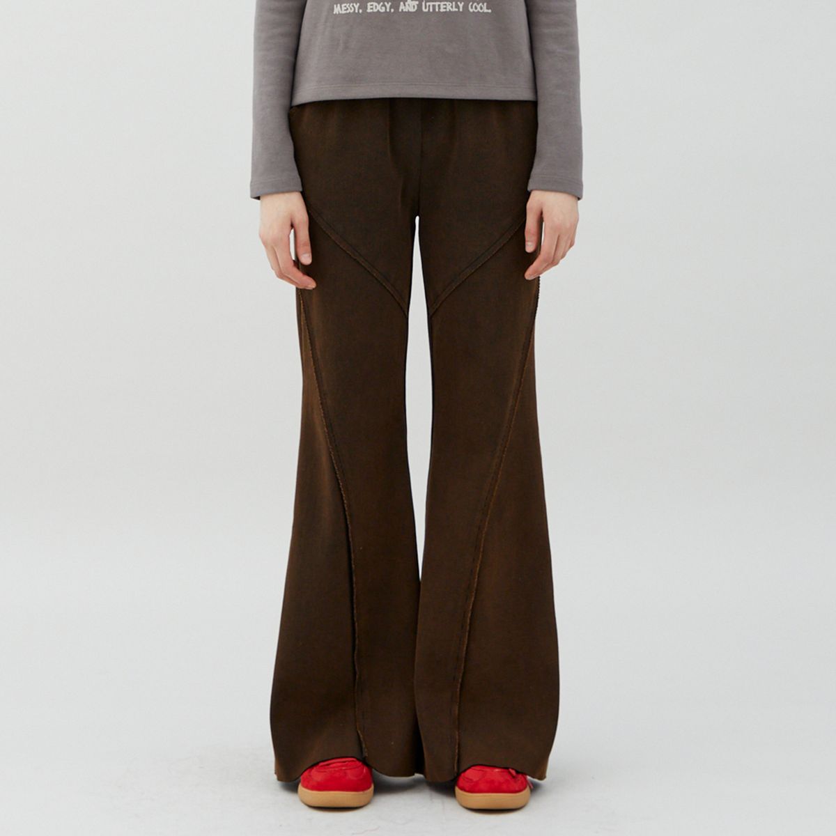 라라폭스(LALAFOX) BOOTCUT  SEAM LINE PANTS DARK BROWN BQ4CP003
