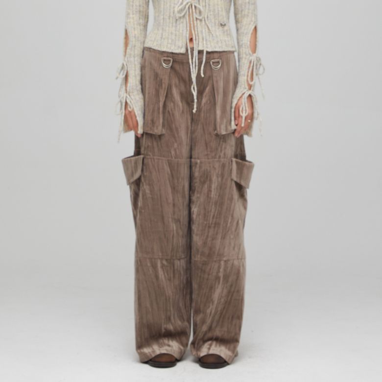 PLEATS VELVET  CARGO PANTS BRONZE BQ4WP005