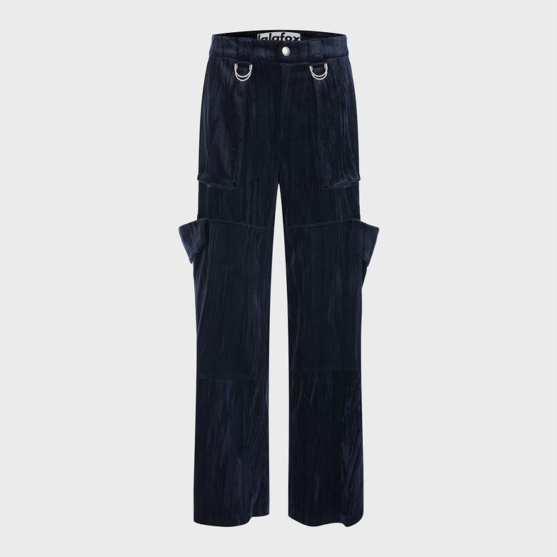 PLEATS VELVET  CARGO PANTS NAVY BQ4WP006