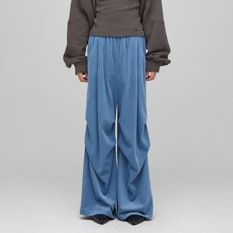 CORDUROY WIDE PANTS BLUE BQ4WP003