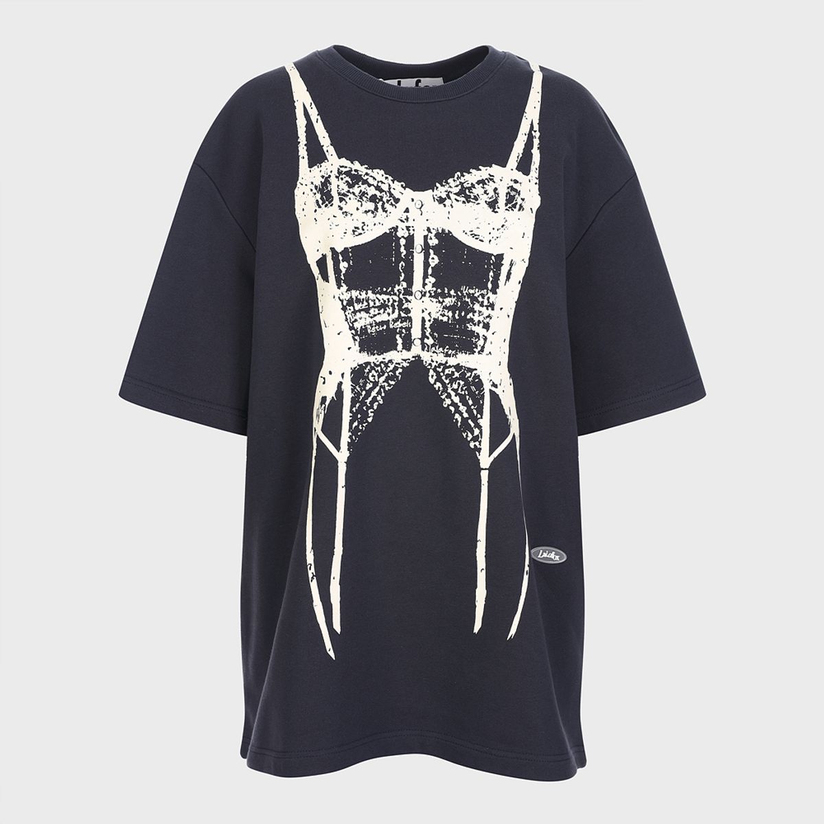 라라폭스(LALAFOX) CORSET PRINTING OVERSIZED SWEAT SHIRT BLACK BQ4CH002