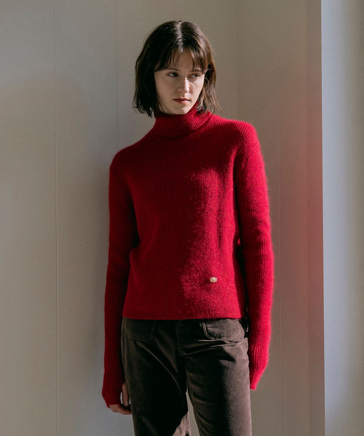 반원 아틀리에(VANONE ATELIER) KN4257 앙고라 터틀넥 니트_Red