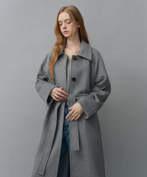 우든 캐시미어 발마칸 롱 코트 (그레이)