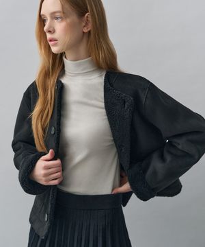 우든 리버시블 무스탕 자켓 (블랙)