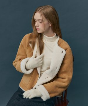 우든 리버시블 무스탕 자켓 (화이트&카멜)