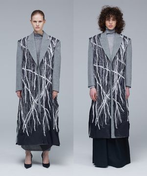 Layered doodle long vest