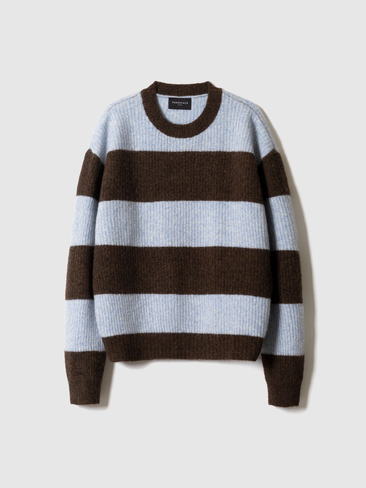 포커페이스(POKERFACE) BLOCK ROUND NECK KINT BLUE/BROWN
