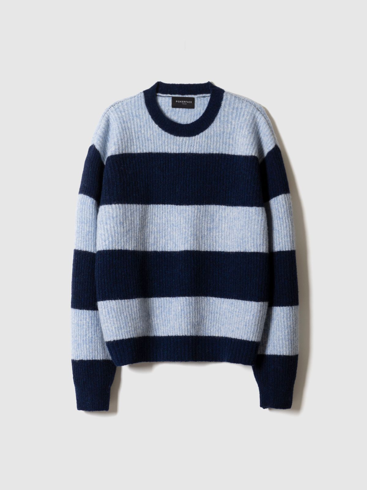 포커페이스(POKERFACE) BLOCK ROUND NECK KINT BLUE/NAVY