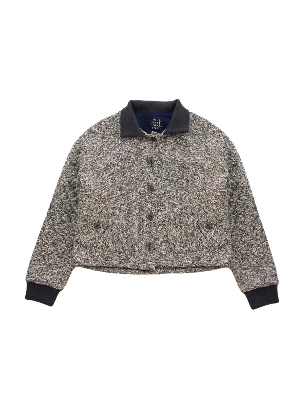 쎄쎄쎄(SETSETSET) COLLAR KNIT BUTTON JACKET (IVORY)