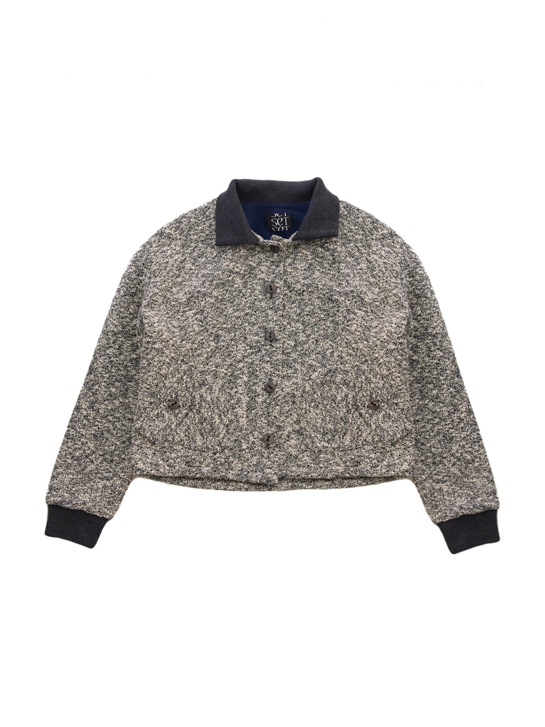 COLLAR KNIT BUTTON JACKET (IVORY)