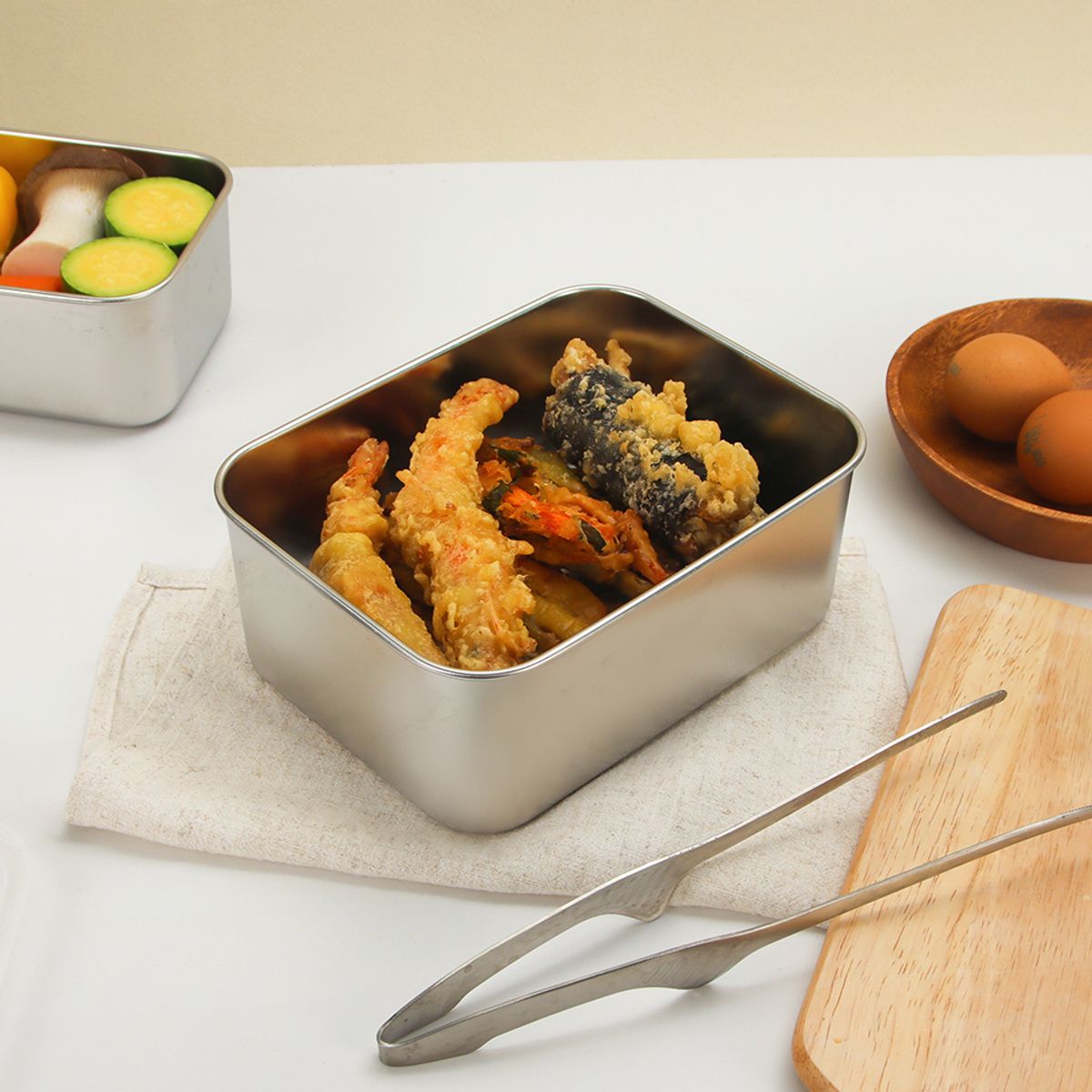 키친구(KITCHENGU) 스텐 깊은 사각밧드 뚜껑 거름망포함 대형 2P
