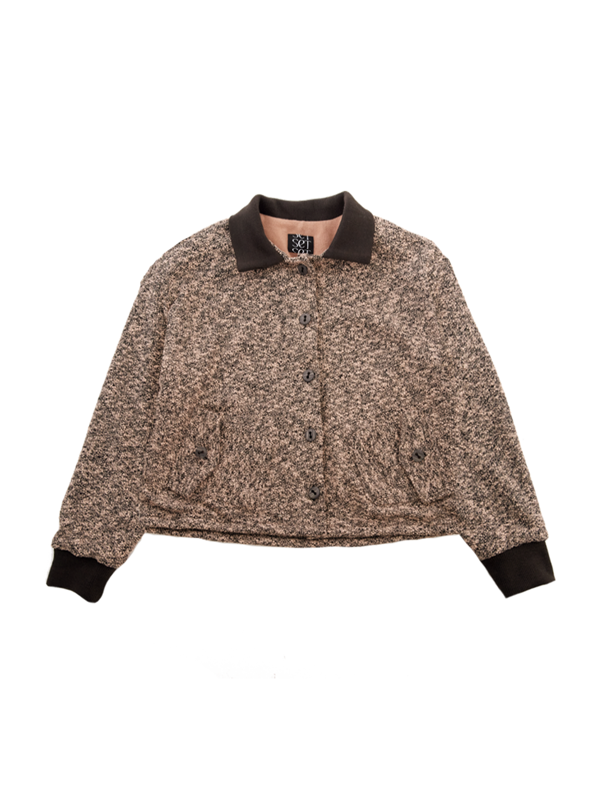쎄쎄쎄(SETSETSET) COLLAR KNIT BUTTON JACKET (BROWN)