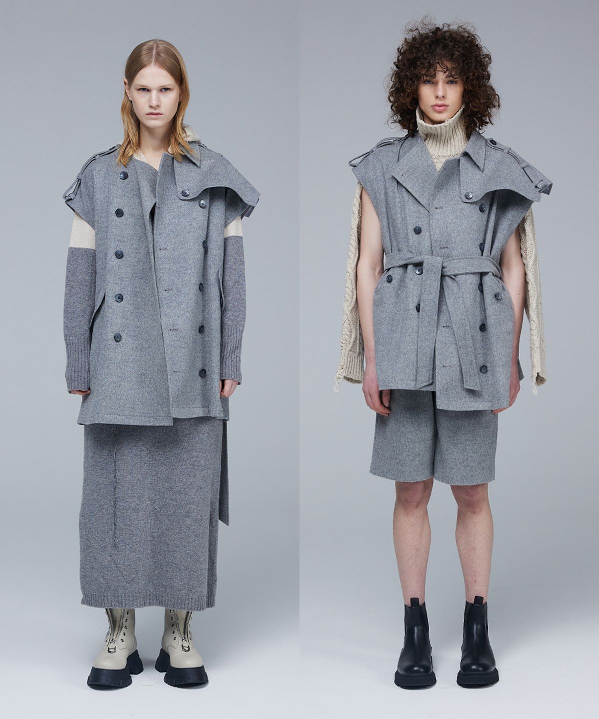므아므(MMAM) Signature wool sleeveless half trench coat