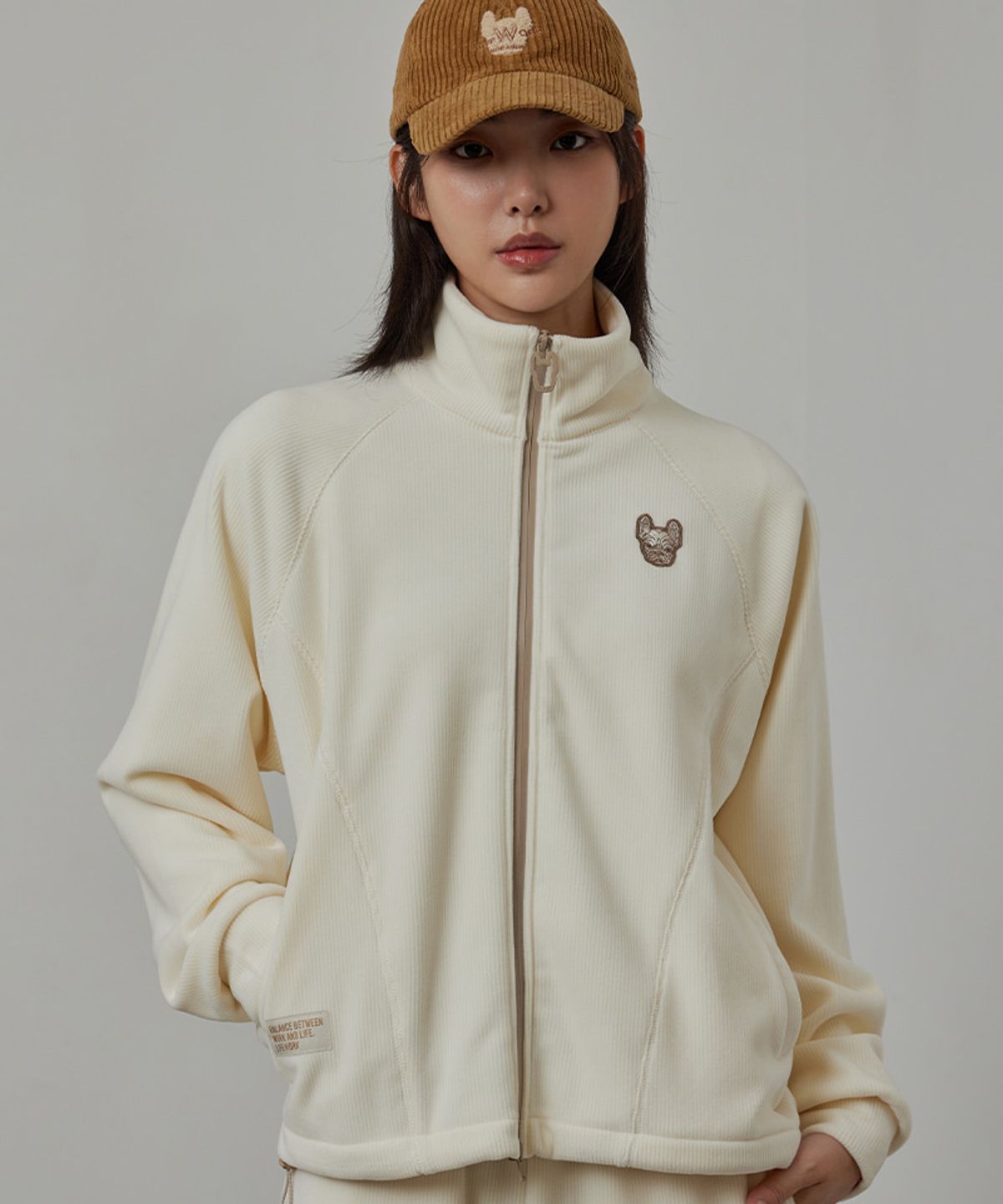 라이프워크(LIFEWORK) 여성) 소프트 골지 기모 하이넥 집업