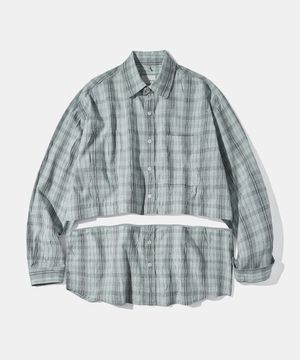 Detachable Crease Check Shirt S167 Gray Achromatic