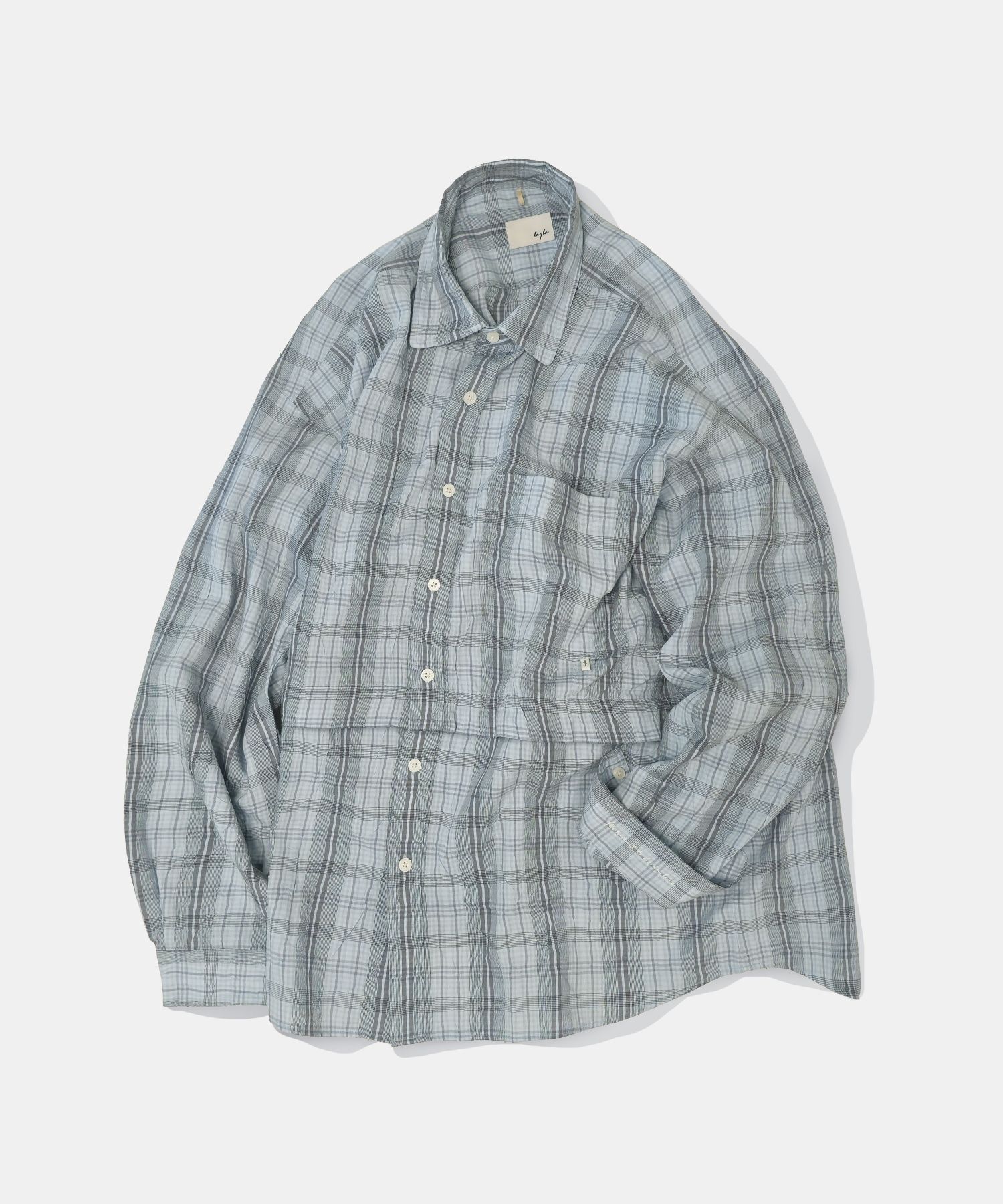 MUSINSA | DIAMOND LAYLA Detachable Crease Check Shirt S167 Gray