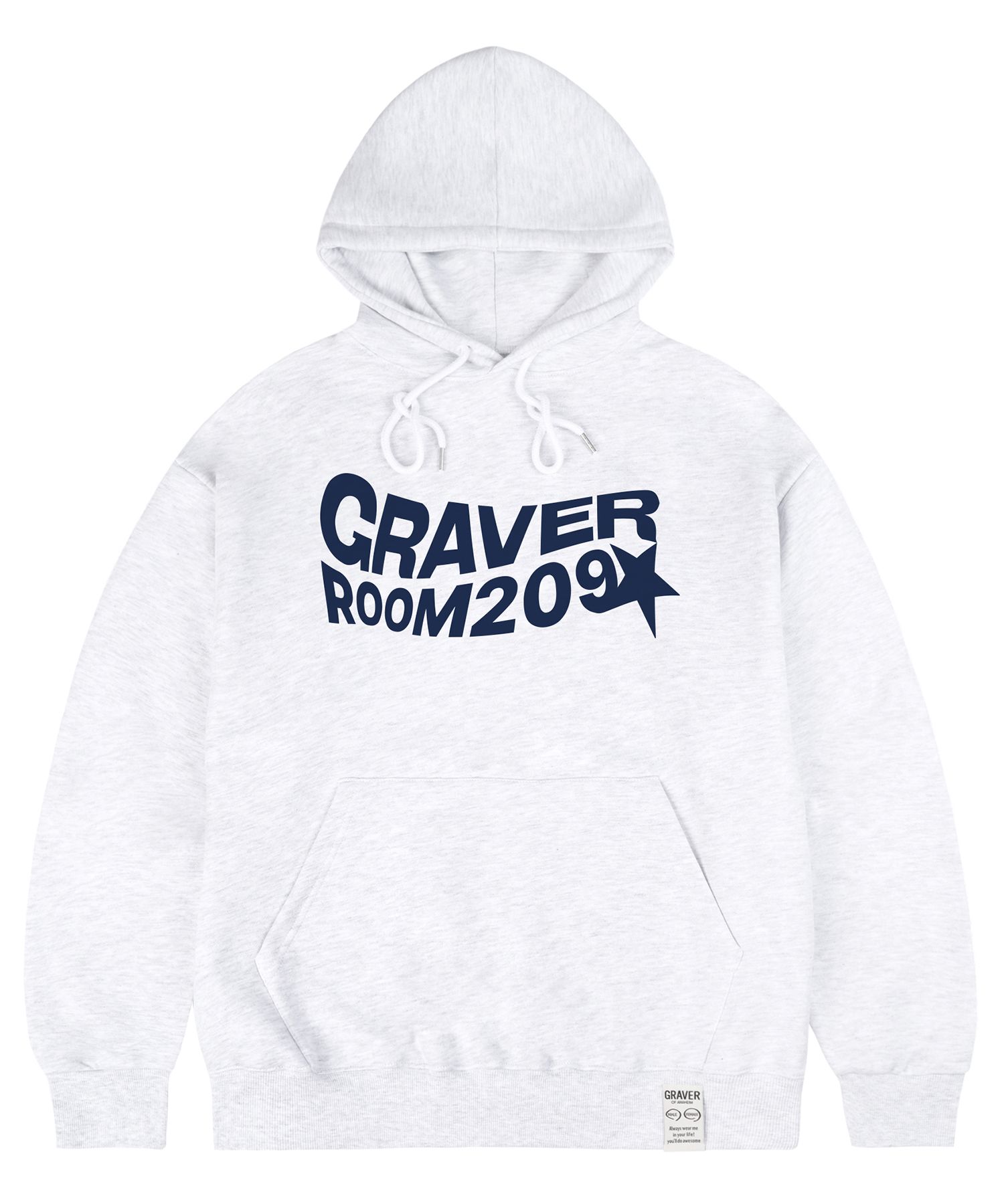 [GRAVER]★24FW★韓国人気★WAVE STAR LOGO HOODIE MUSINSA | GRAVER [UNISEX]Wave Star Logo Hoodie_Melange White