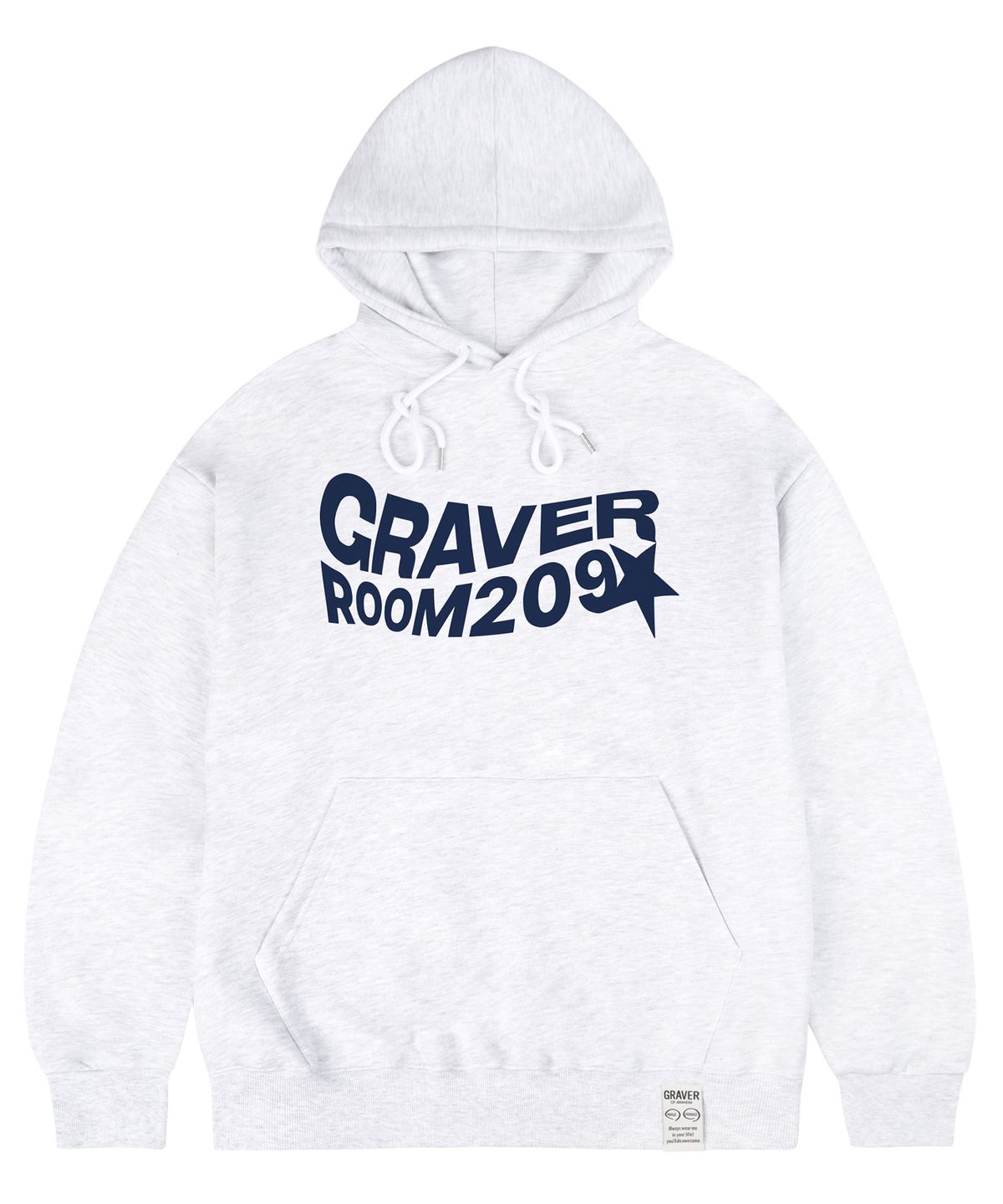 그레이버(GRAVER) [UNISEX]웨이브 스타 로고 후드티_멜란지화이트