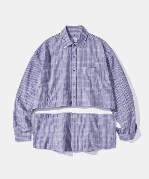 Detachable Crease Check Shirt S167 Purple Black