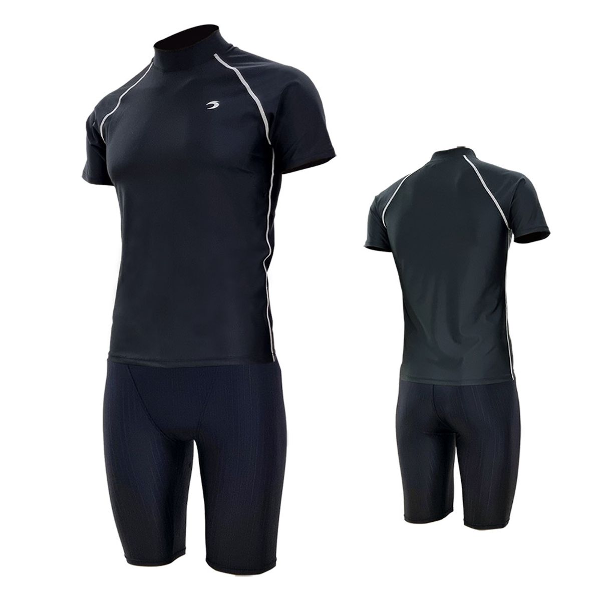 티에스스포츠(TS SPORTS) 남성 수영복 반팔 래쉬가드 5부 반바지 수영팬츠 세트 M23041+24067