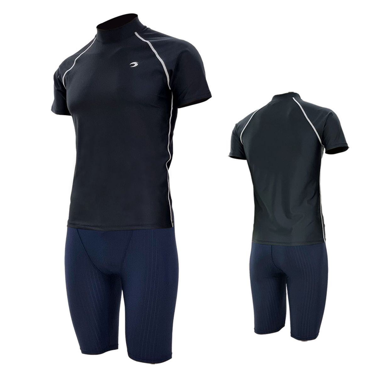 티에스스포츠(TS SPORTS) 남성 수영복 반팔 래쉬가드 5부 반바지 수영팬츠 세트 M23041+24068