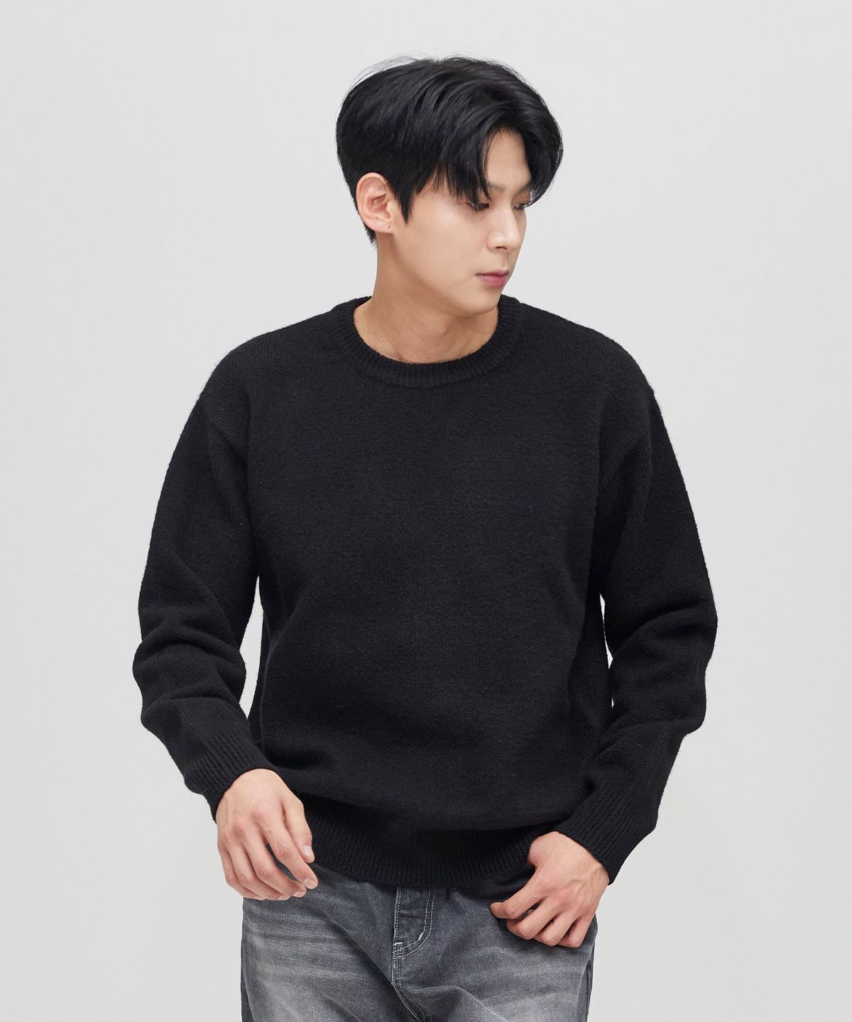 미니멀코드(MINIMALCODE) 라이트 웜 코지 니트 블랙