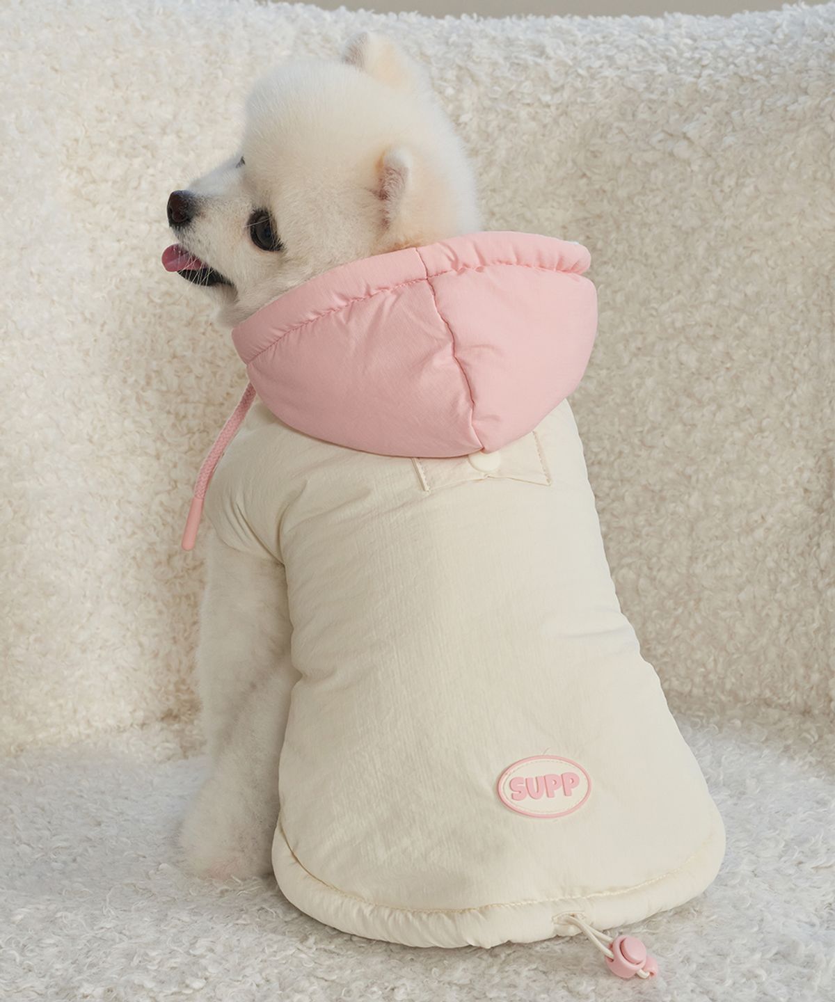 슈퍼펫(SUPERPET) 강아지 겨울옷 망토패딩 아이보리