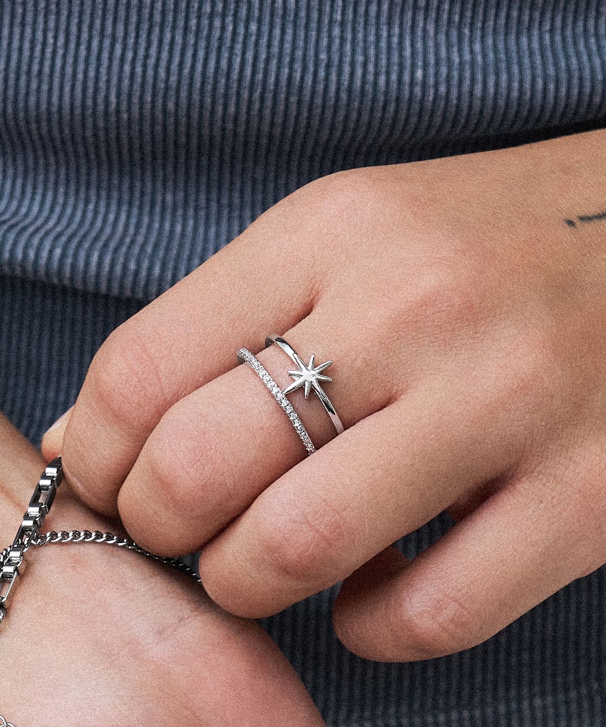 스칼렛또(SCALETTO) RS011 Two Line Starry Open Ring