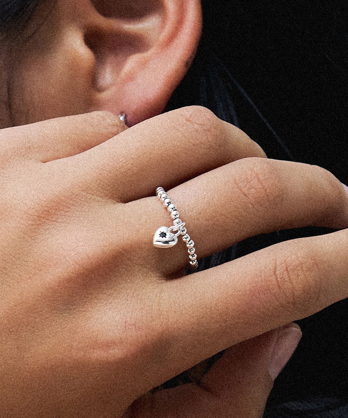 스칼렛또(SCALETTO) RS012 Silver925 Heart Pendent Beads Ring