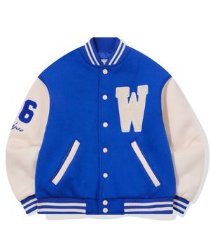 부클 더블유 로고 바시티 자켓 블루