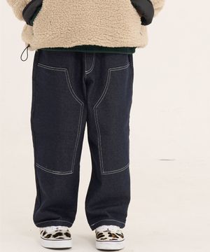 카미엘 프렌치 패치워크 데님 팬츠 블랙 겨울용 기모버젼