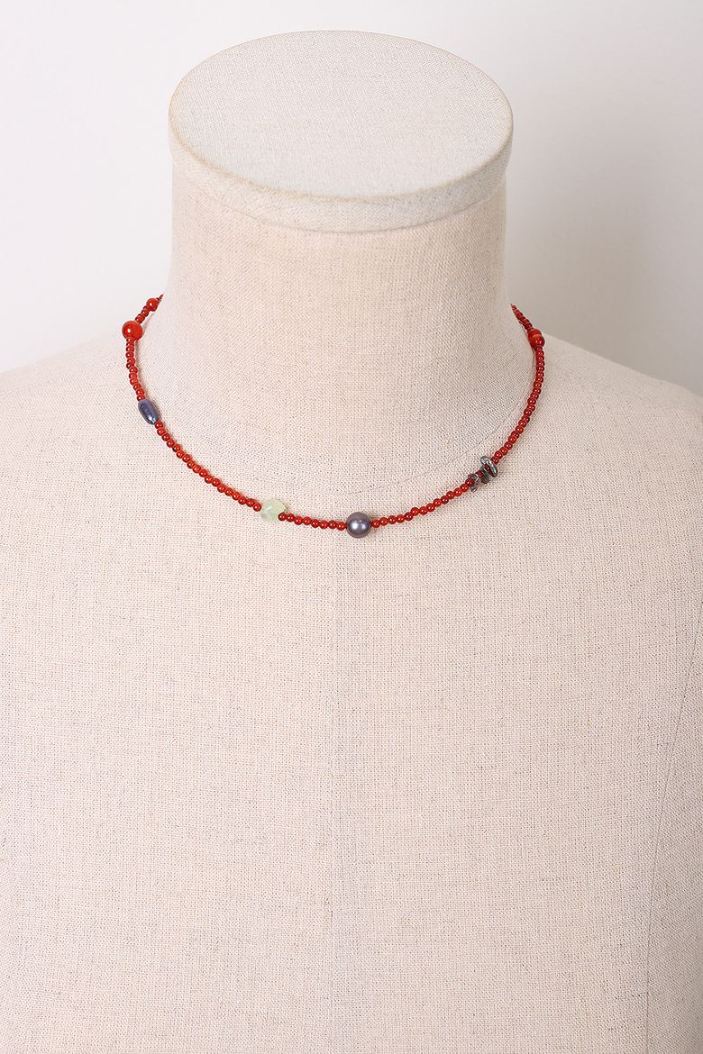 자마노 담수진주 목걸이 Carelian Pearl Necklace