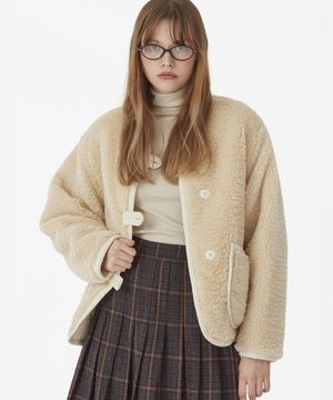 퍼 & 플라워 레이스 리버서블 자켓 [크림]