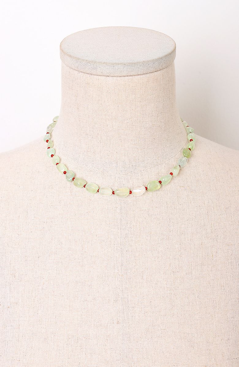 프레나이트 & 자마노 목걸이 Prehnite & Carelian Necklace