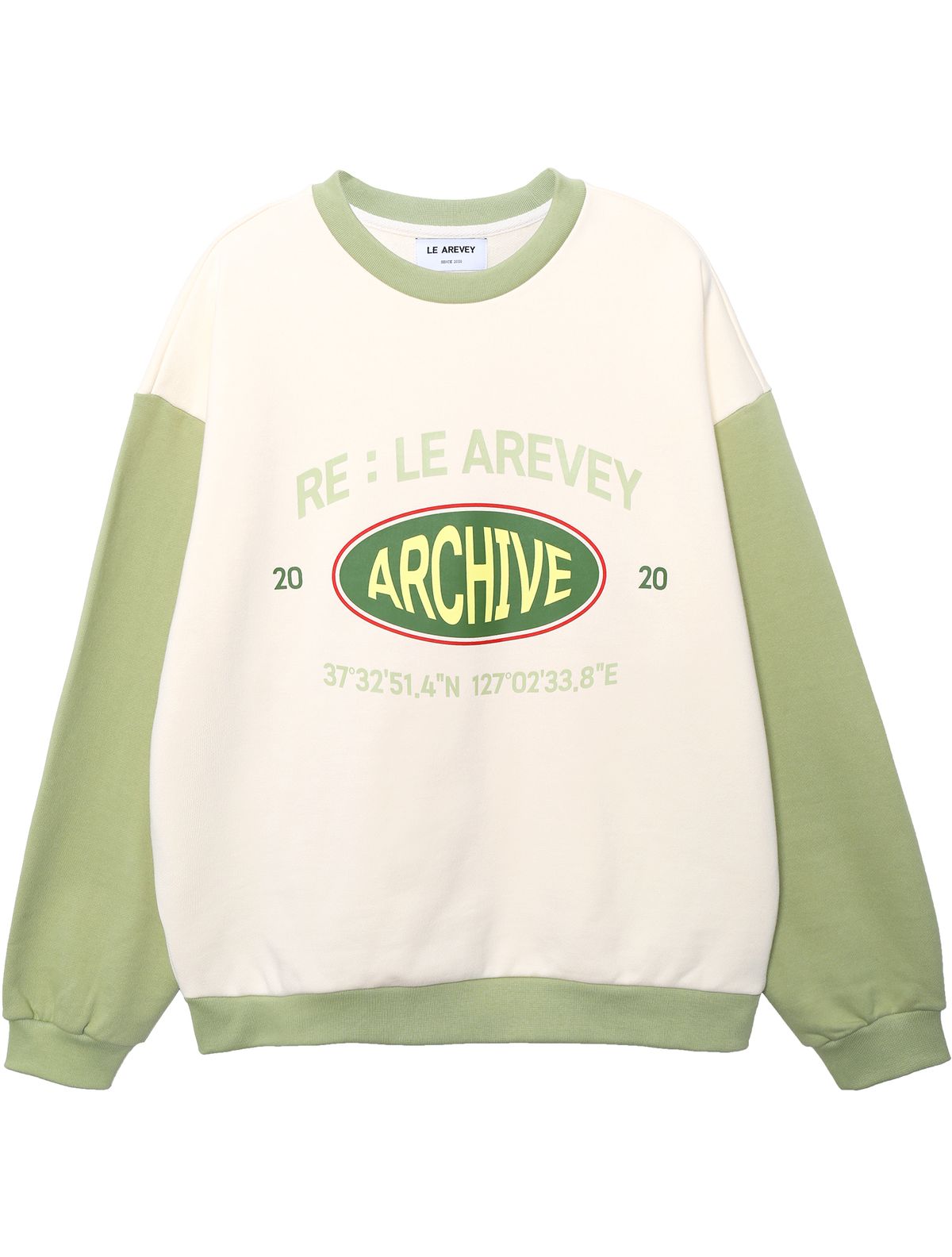 르아르베이(LEAREVEY) ARCHIVE SWEATSHIRT [IVORY/GREENERY]