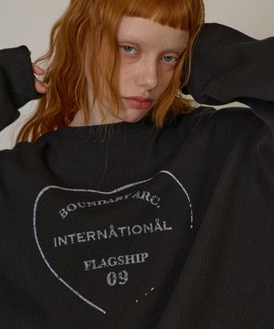 루즈핏 와플 스트링 맨투맨 [차콜]