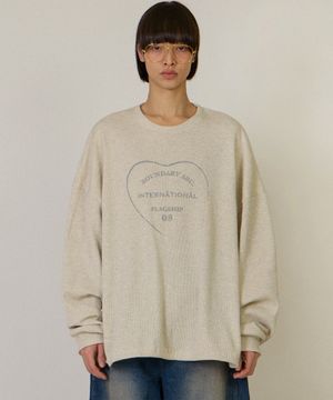 루즈핏 와플 스트링 맨투맨 [오트밀]