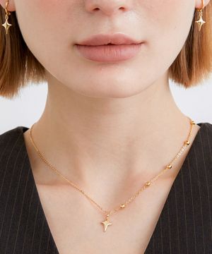 star pendant circle ball necklace (N030_gold)