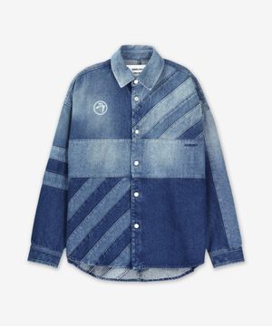 패치워크 데님 셔츠 - 블루 / BMYD003F24DEN0014400
