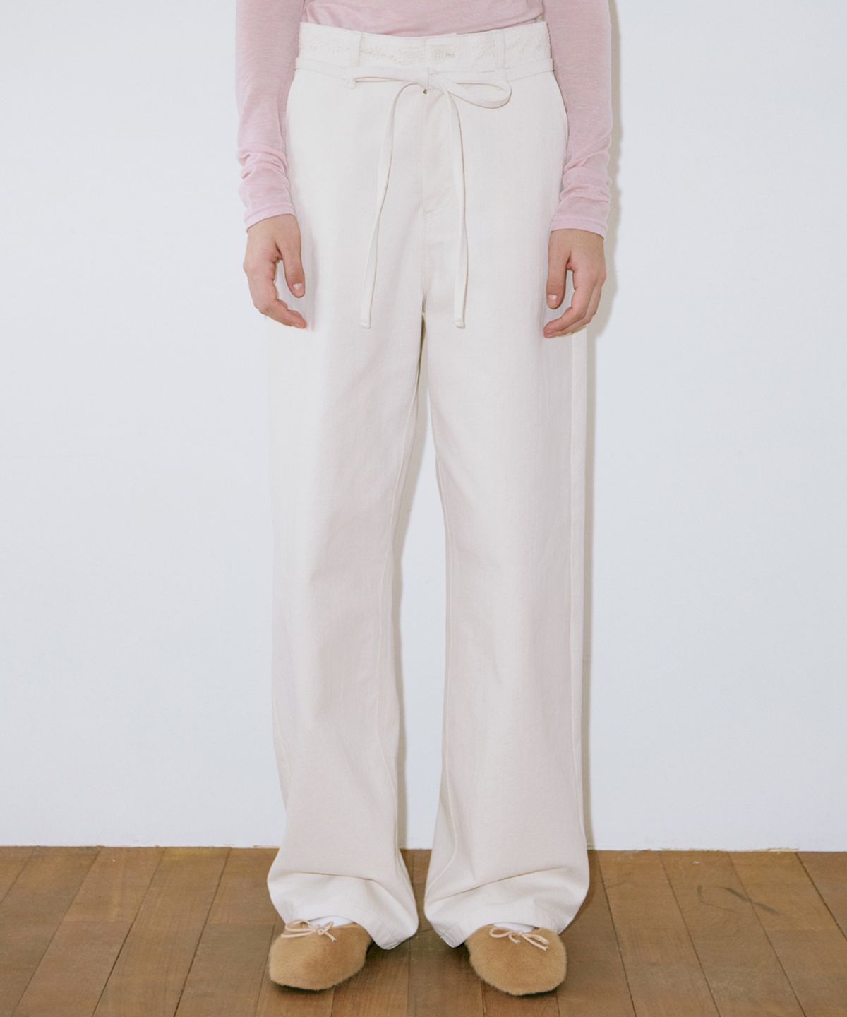 시눈(SINOON) Lace Cotton Pants (Ivory)
