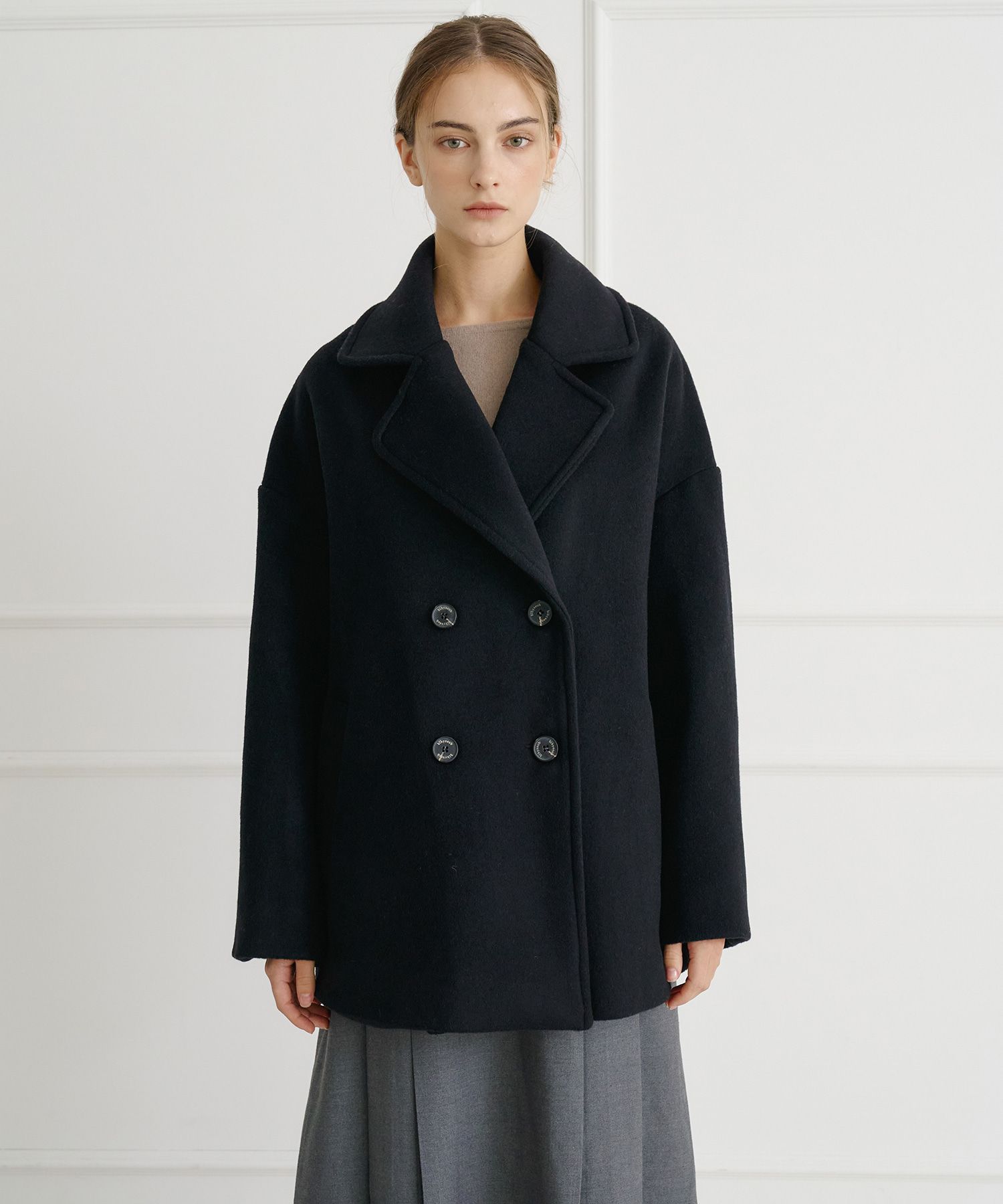 MUSINSA公式 | BIBYSEOB ダブルウールコートブラック[T44]