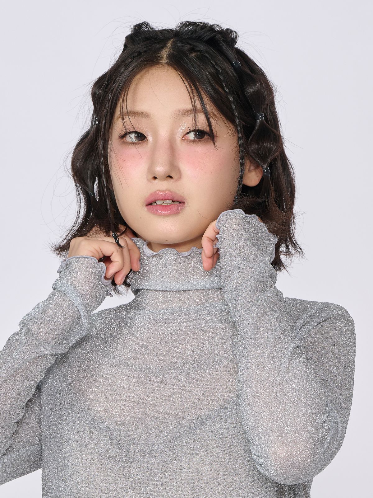 언유주얼 노말(UNUSUALNORMAL) TWINKLE HIGHNECK T-SHIRT_SILVER