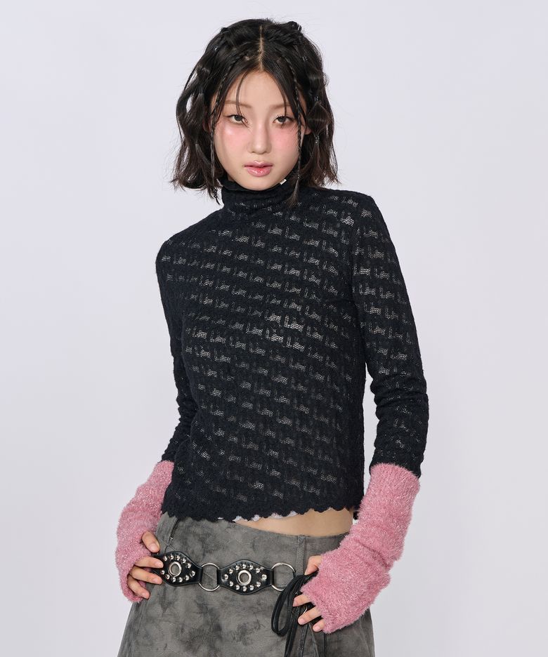 RIBBON HIGH-NECK T-SHIRT_BLACK