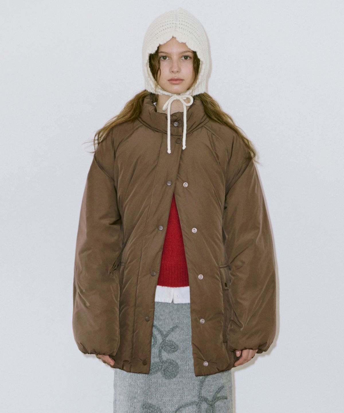 시눈(SINOON) Raglan Half Down Jacket (Khaki Brown)