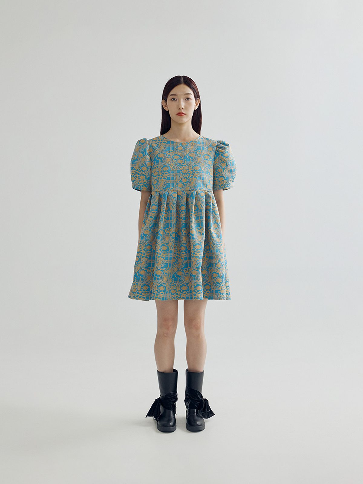 봄날 부티크(BOMNAL BOUTIQUE) 3D 미니 드레스_ 스카이/옐로우