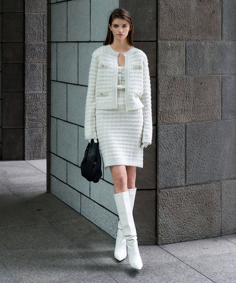 Tweed Midi Knit Skirt