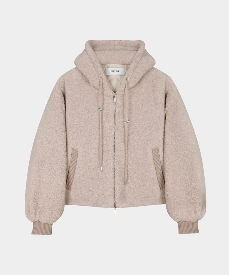 Soft Fluffy Hoodie Zip-up (Begie)
