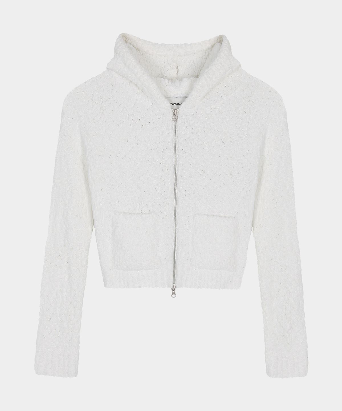 키시닝(KISYNING) Soft Fluffy Knit Hoodie Zip-up (White)